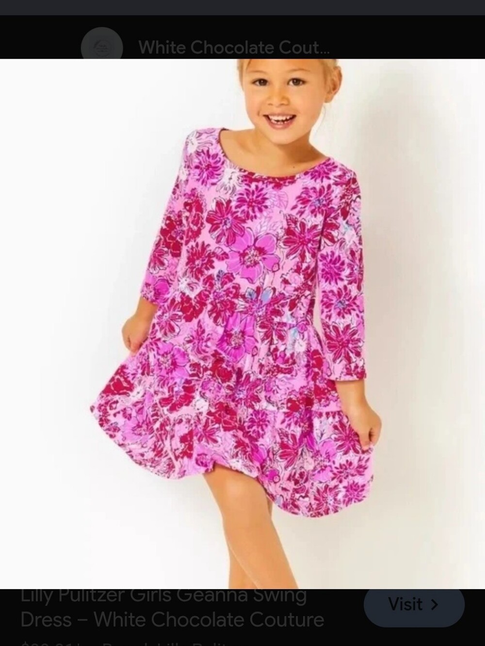 Lilly Pulitzer Pink Geanna Floral Tiered Swing Dress Size Medium 6/7